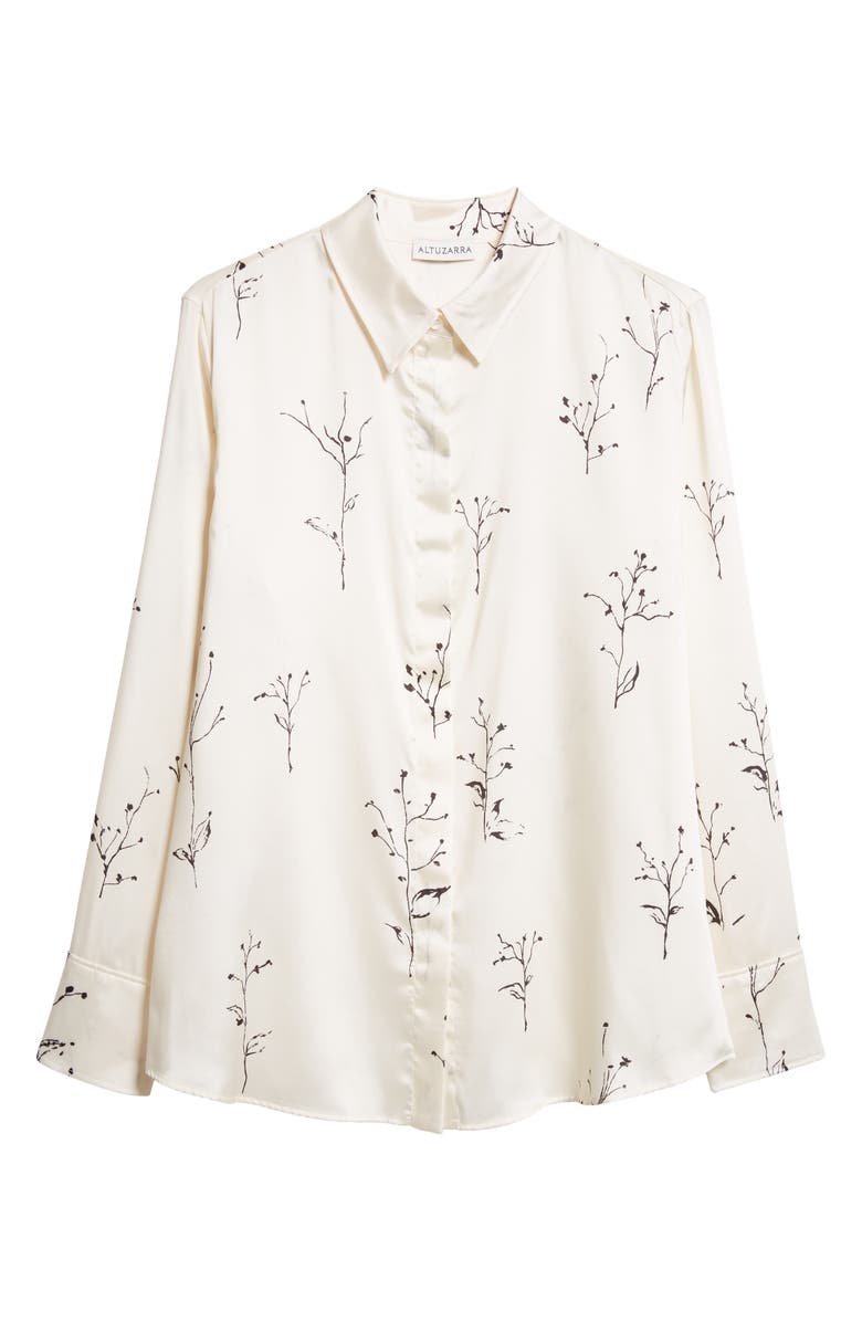 Altuzarra Chika Floral Print Silk Button-Up Shirt, Alternate, color, Ivory Botanical