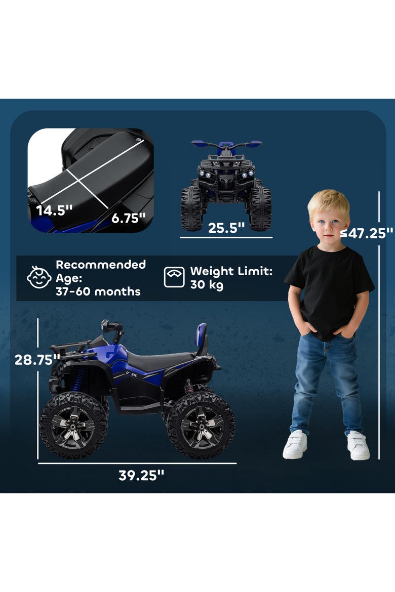 Kids Electric ATV, 12V, 4-Wheel, Music, Headlights, Alternate, color, Blue