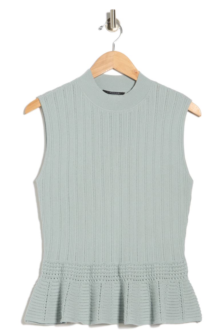 Pointelle Peplum Sweater Tank, Alternate, color, BLUE FOG