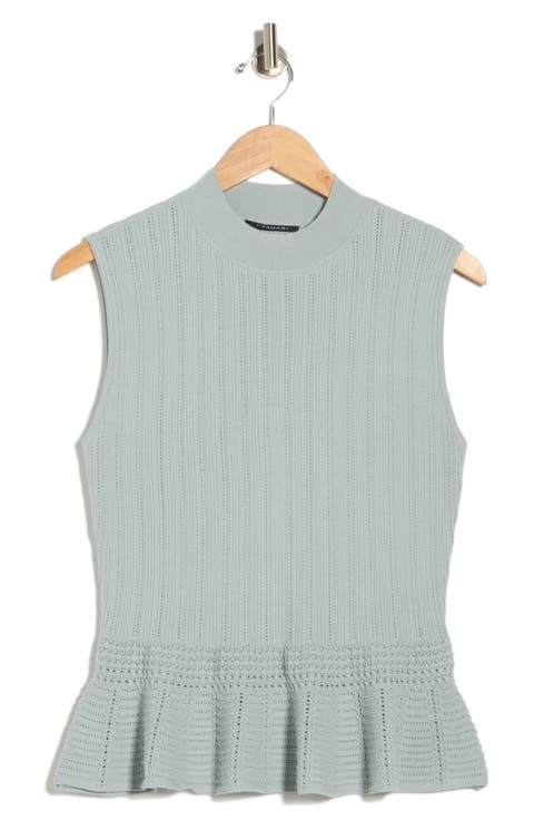Pointelle Peplum Sweater Tank