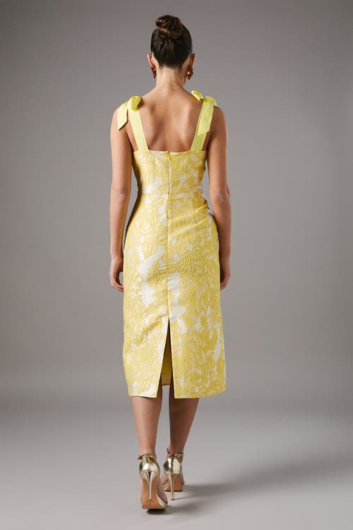 Coast Jacquard Pencil Midi Dress In Yellow