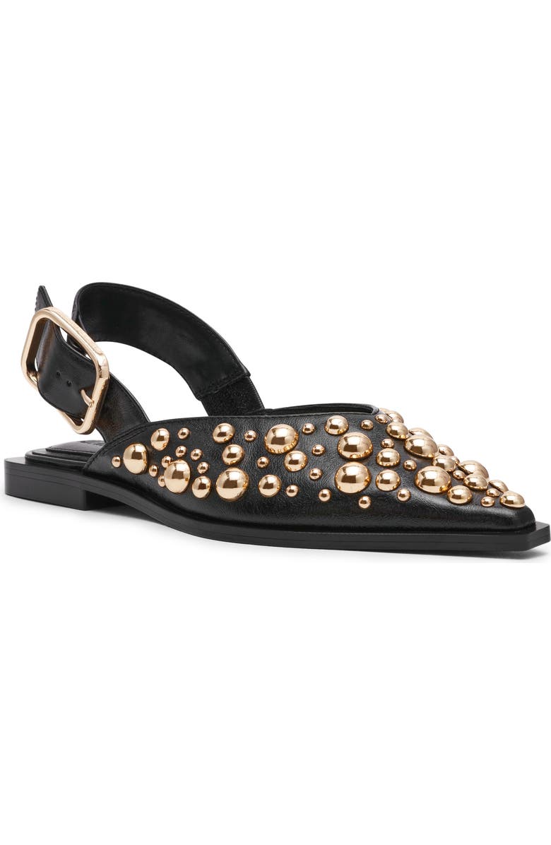 Steve Madden Shay Pointed Toe Slingback Flat, Main, color, Black Studded