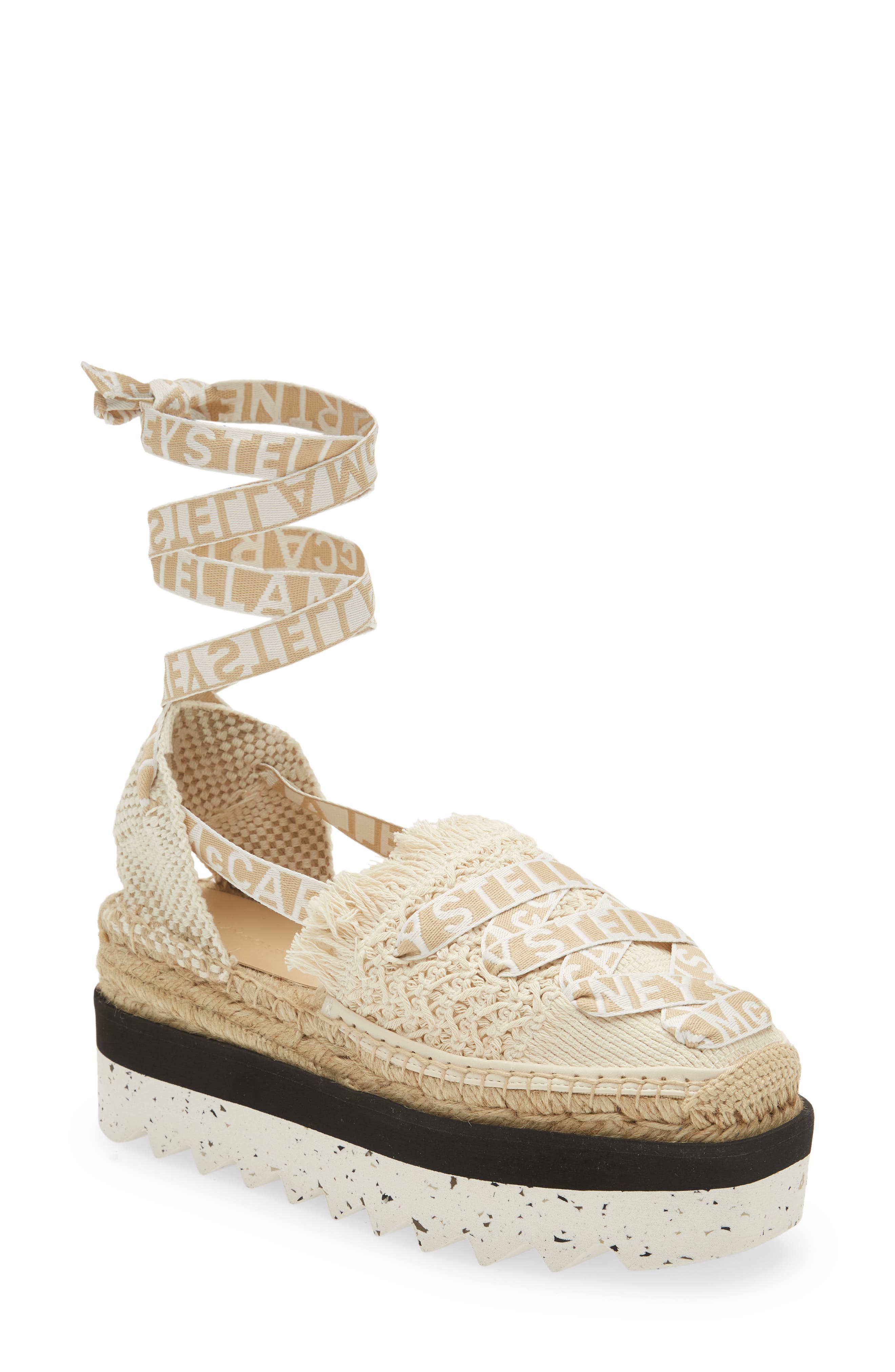 Stella McCartney Gaia Logo Strap Espadrille, Main, color, 