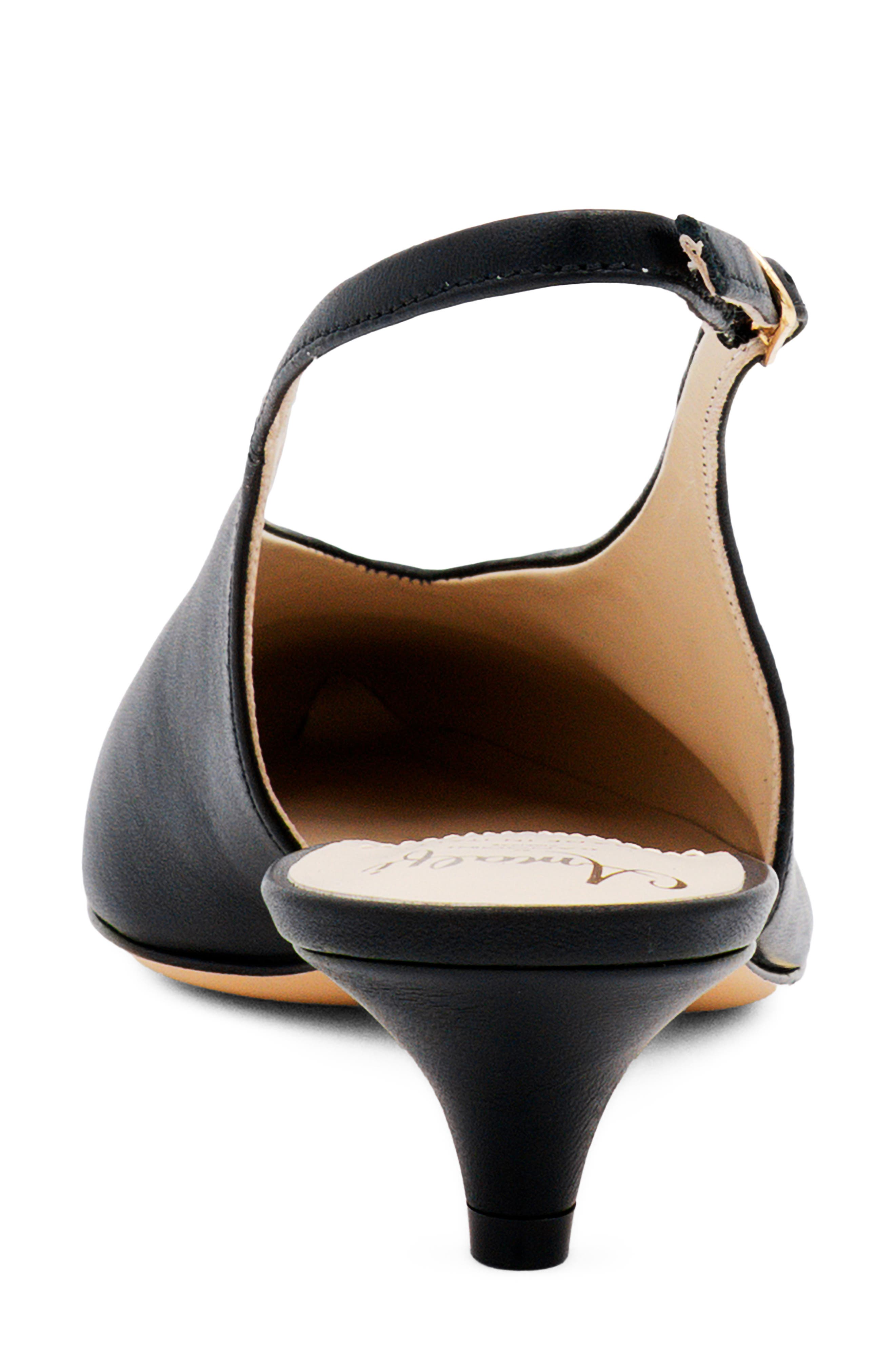 Amalfi by Rangoni Accento Slingback Pointed Cap Toe Kitten Heel Pump, Alternate, color, Black Etoile/ Black Soft Print