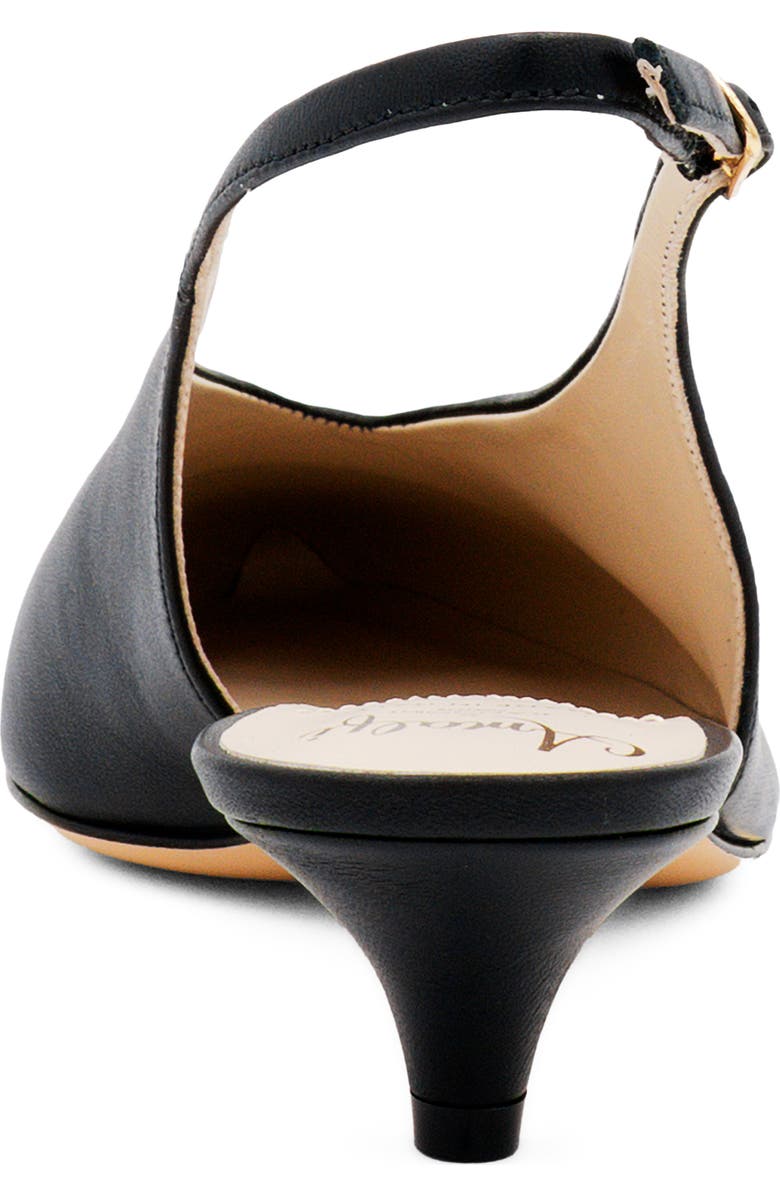 Amalfi by Rangoni Accento Slingback Pointed Cap Toe Kitten Heel Pump, Alternate, color, Black Etoile/ Black Soft Print