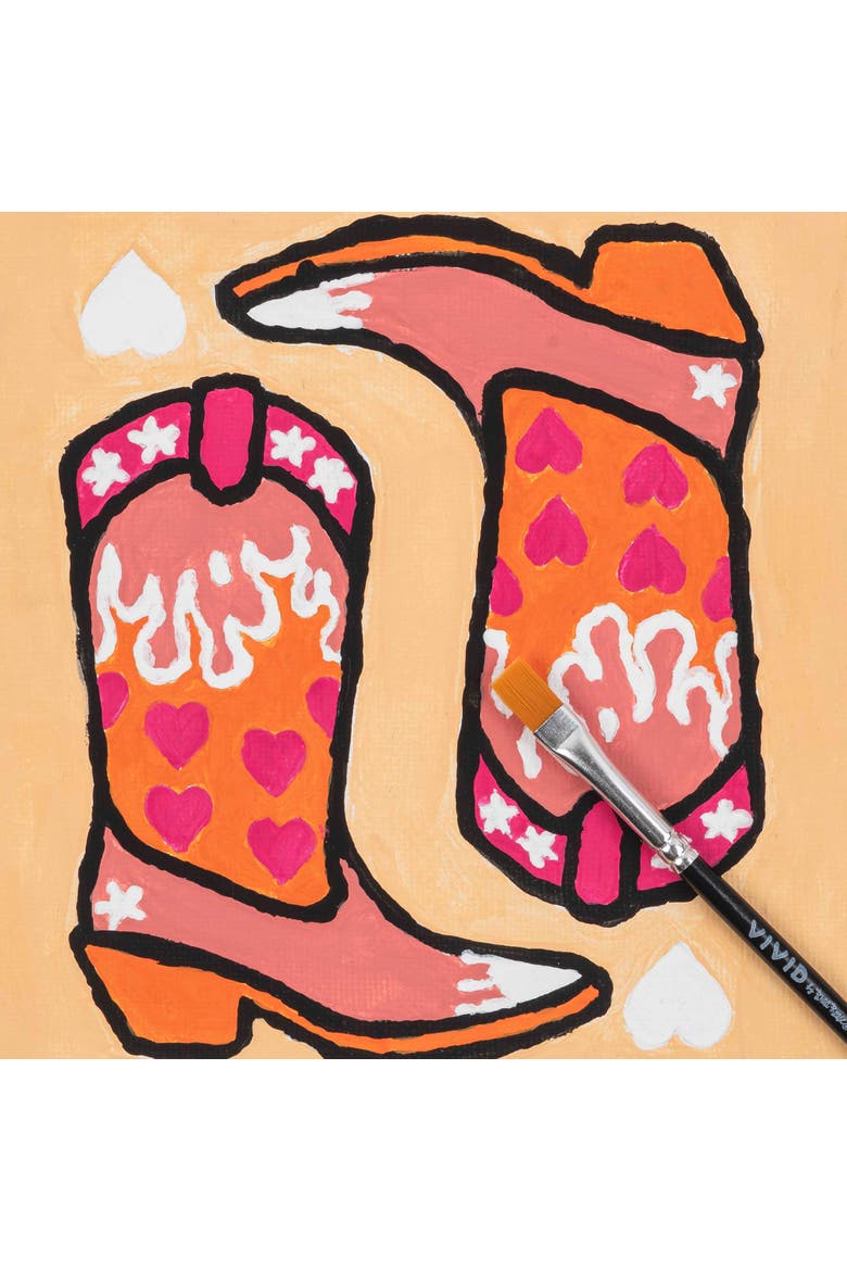 Acrylic Mini Paint By Number Kit Cowgirl Boot, 6 inch x 6 inch, Alternate, color, Multicolored