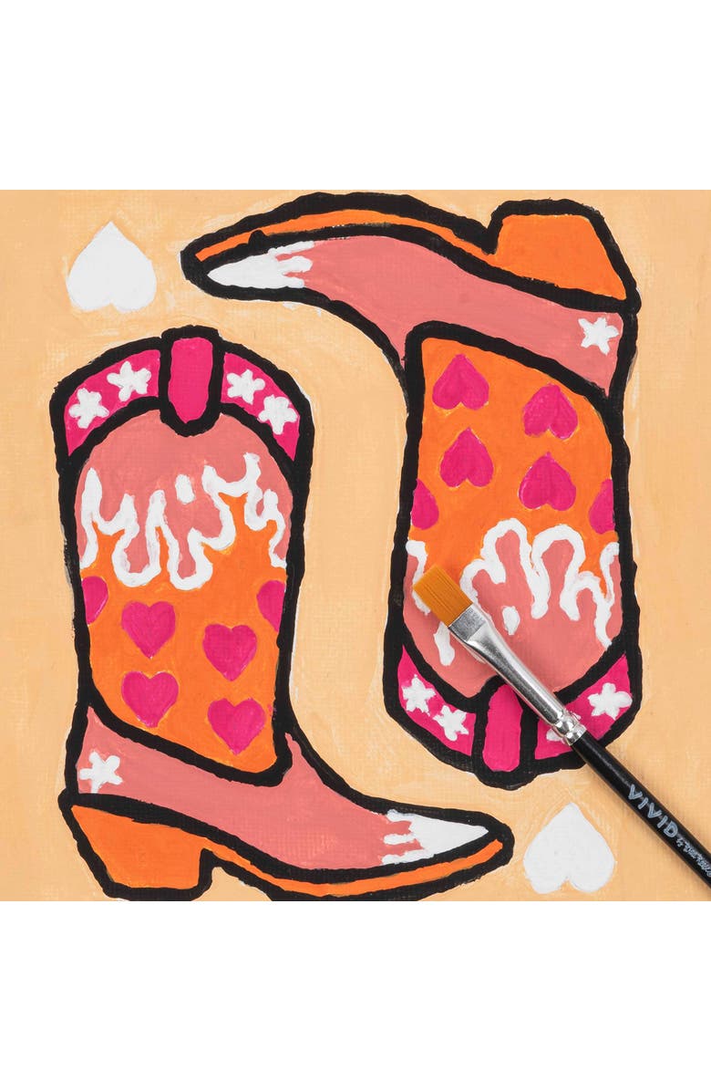 Brea Reese Vivid Acrylic Mini Paint By Number Kit Cowgirl Boot, 6 inch x 6 inch, Alternate, color, Multicolored