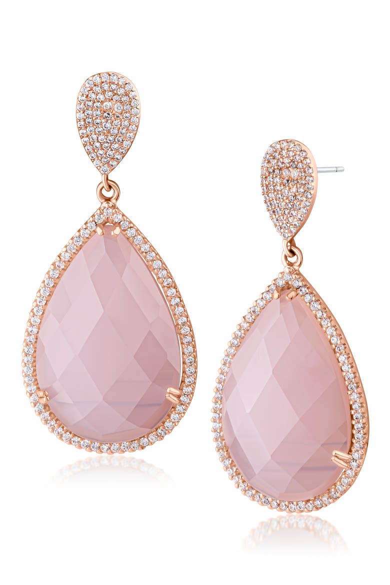 26CTTW PAVE CZ AND PINK TEARDR, Main, color, PINK/ CLEAR ROSE GOLD