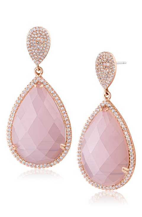 26CTTW PAVE CZ AND PINK TEARDR