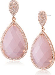 CZ by Kenneth Jay Lane 26CTTW PAVE CZ AND PINK TEARDR
