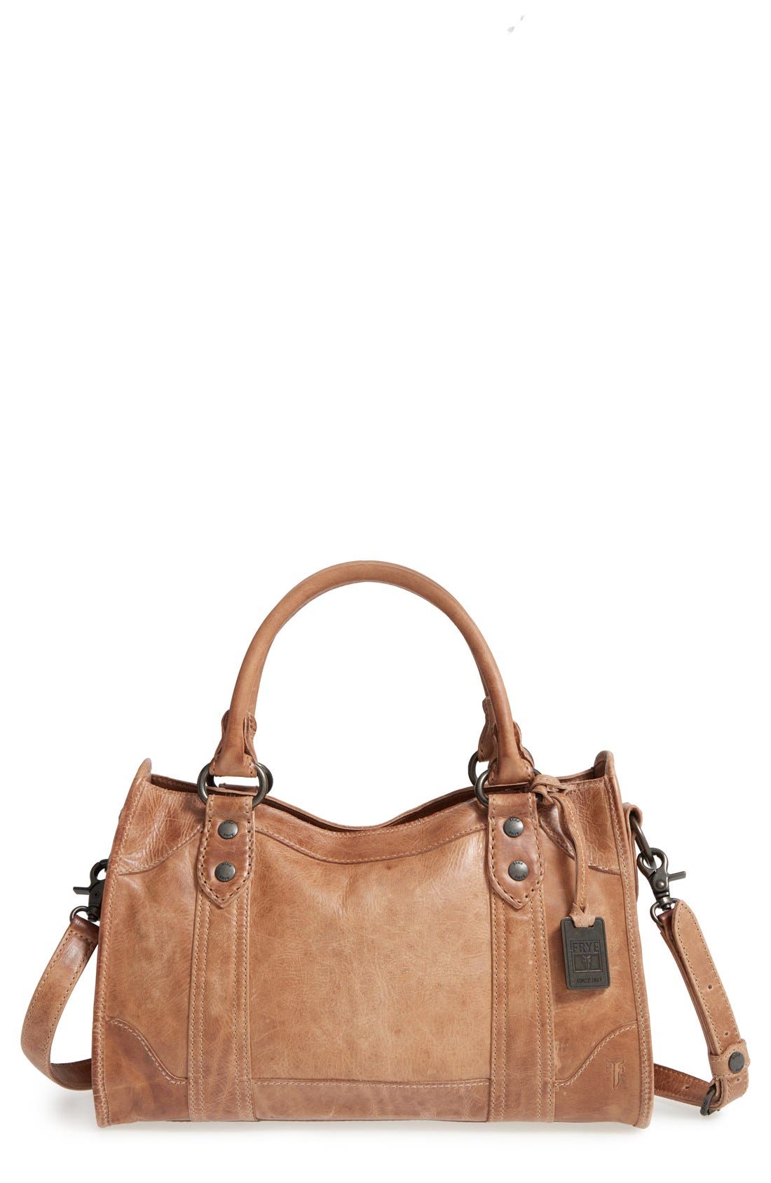 'Melissa' Washed Leather Satchel, Main, color, BEIGE