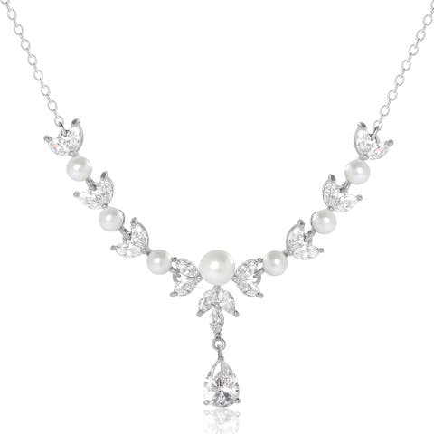 Pearl & Crystal Drop Necklace