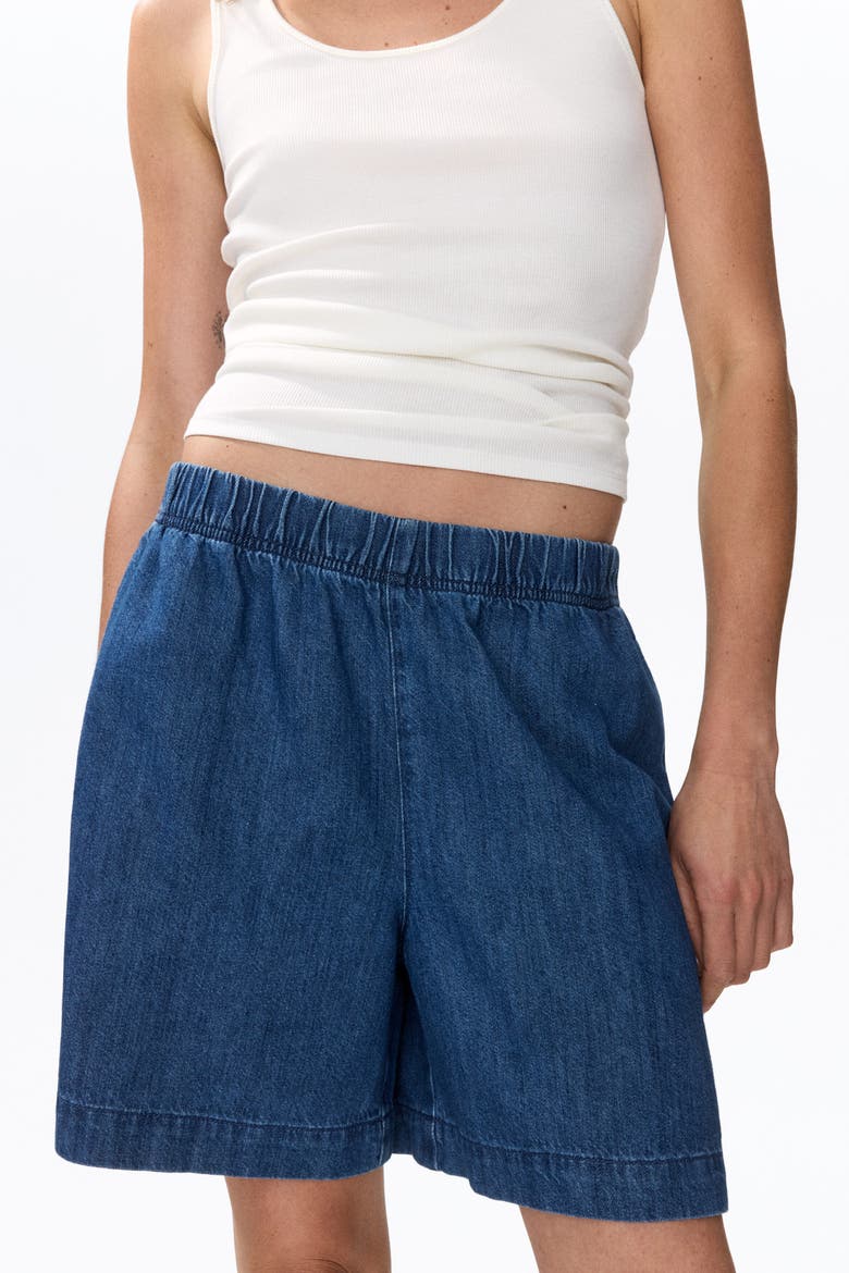 Denim Pull-on Shorts, Alternate, color, Denim blue