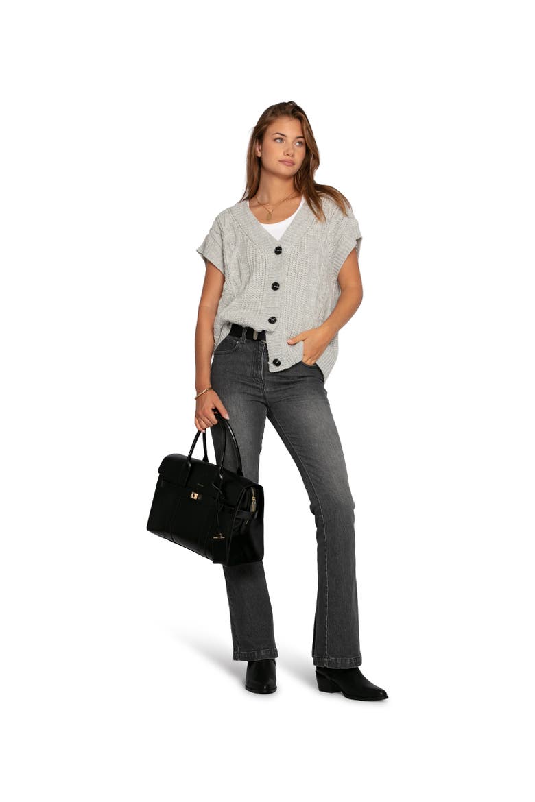 Rosette Oversized Knitted Vest, Alternate, color, Grey
