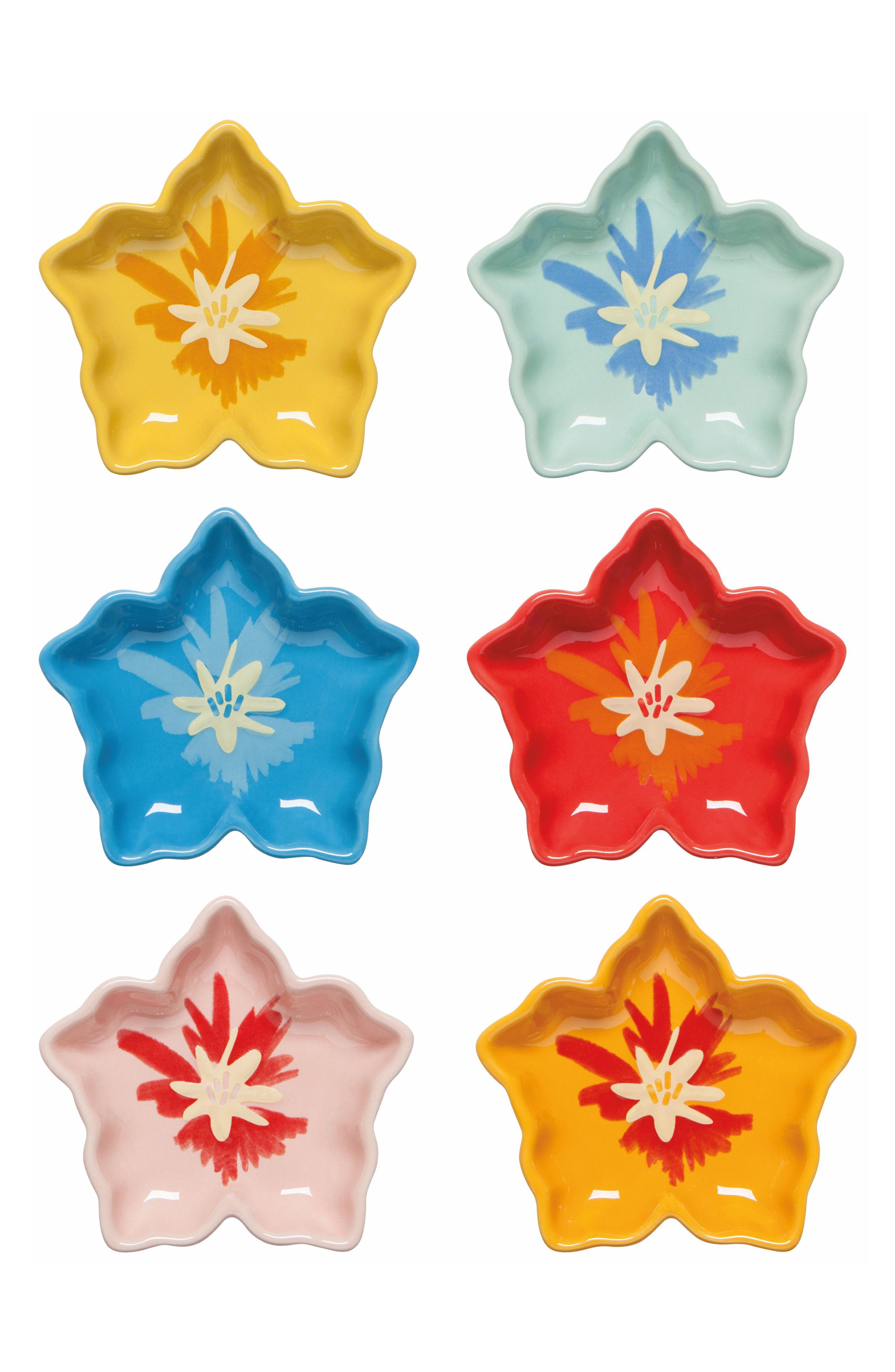 Now Designs Set of 6 Assorted Tropical Flower Pinch Bowls