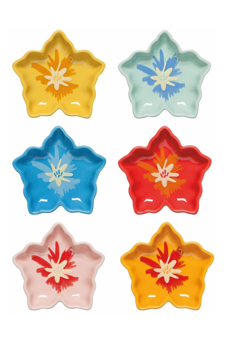 Set of 6 Assorted Tropical Flower Pinch Bowls, Main, color, ASSORTED COLORS