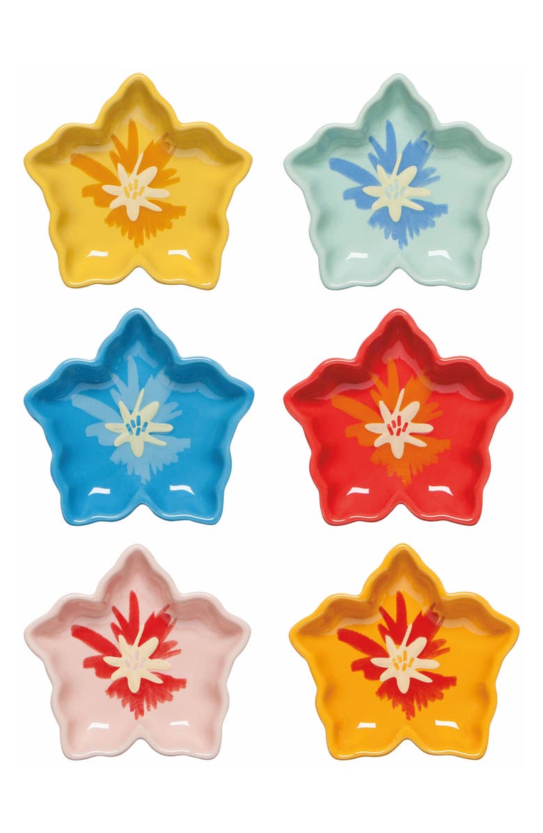 Now Designs Set of 6 Assorted Tropical Flower Pinch Bowls, Main, color, Assorted Colors