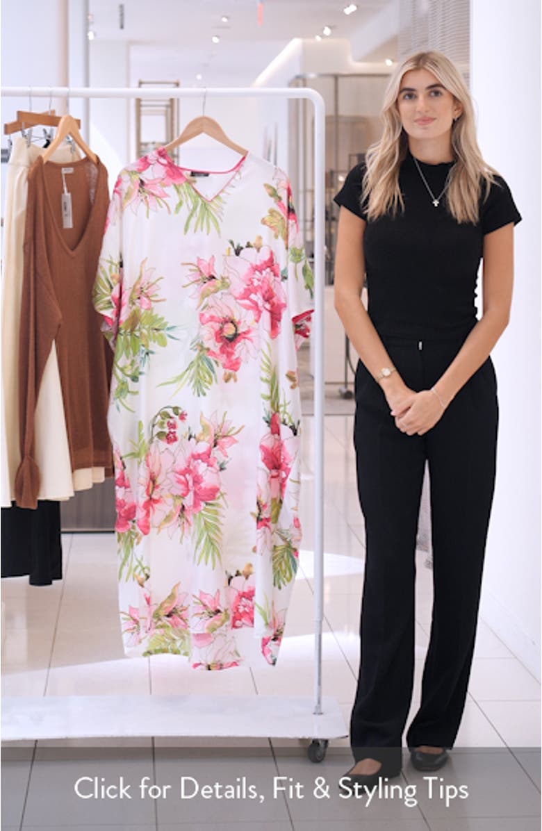 Sonomi Floral Matte Satin Caftan Nightgown, sales video thumbnail