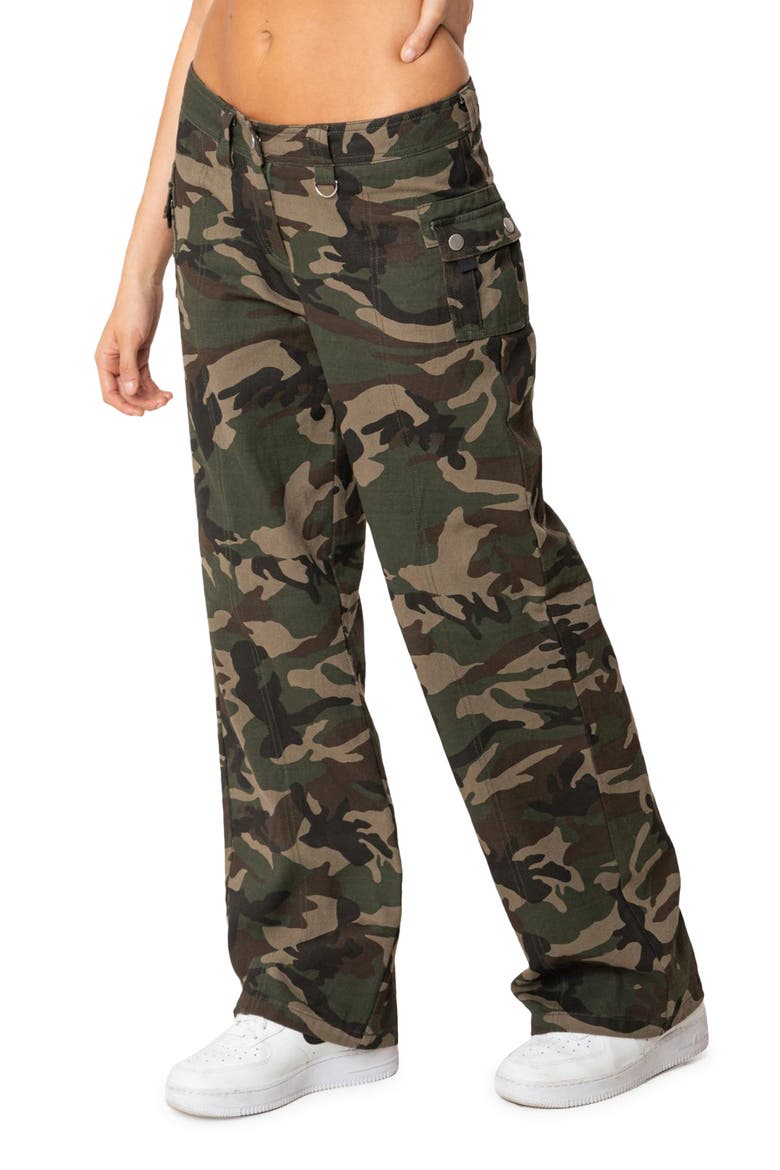 Aya Camo Print Low Rise Cargo Pants, Alternate, color, MIX