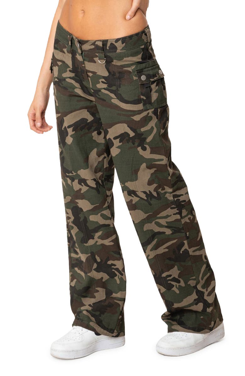 EDIKTED Aya Camo Print Low Rise Cargo Pants, Alternate, color, Mix
