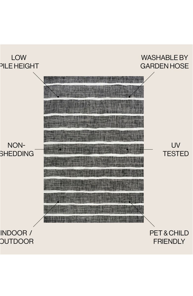 JONATHAN Y Colonia Berber Stripe Indoor/Outdoor Area Rug, Alternate, color, Black/Ivory