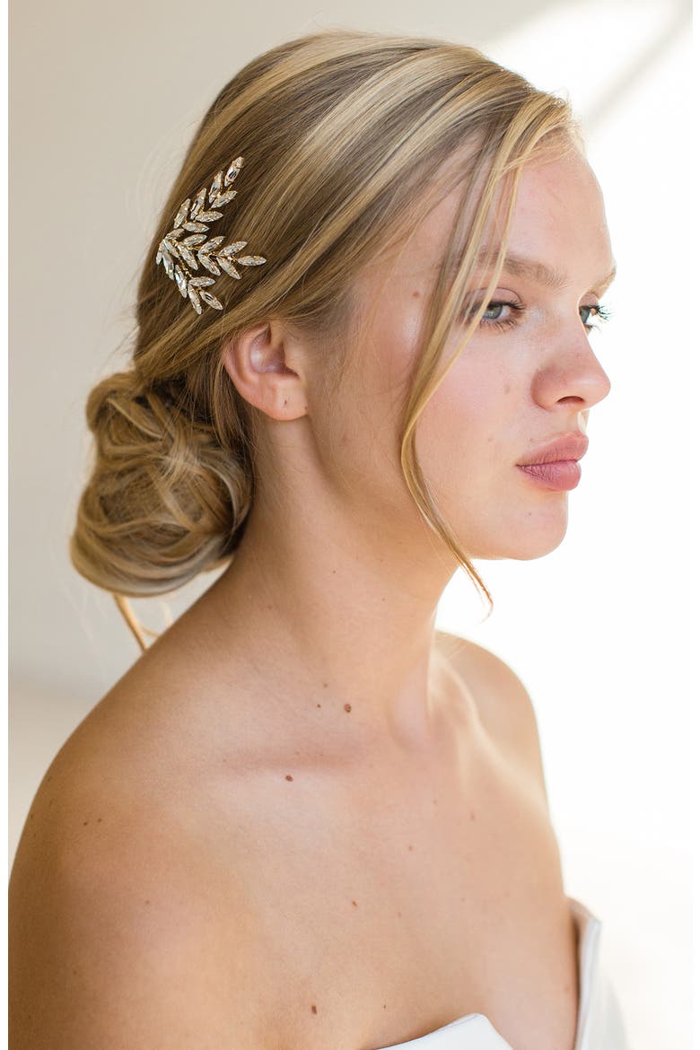 Aeris Crystal Hair Clip, Alternate, color, GOLD