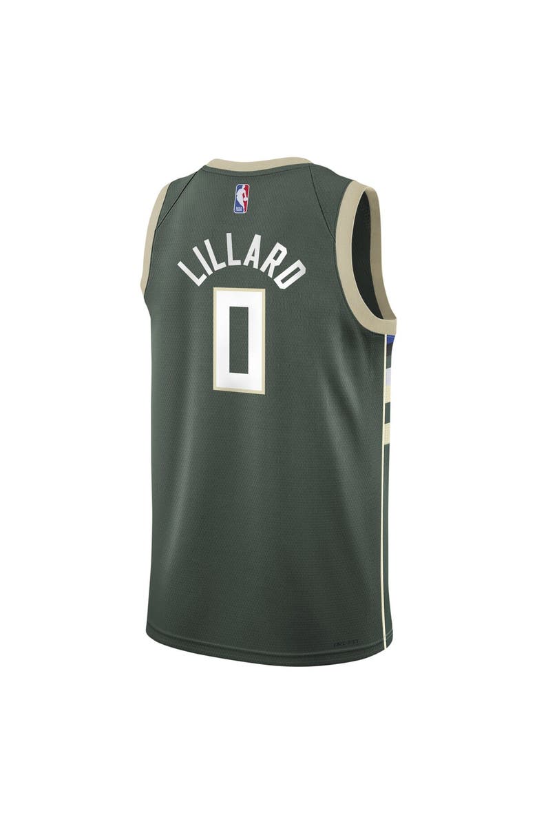 Nike Youth Nike Damian Lillard Hunter Green Milwaukee Bucks Swingman Jersey - Icon Edition, Alternate, color, 