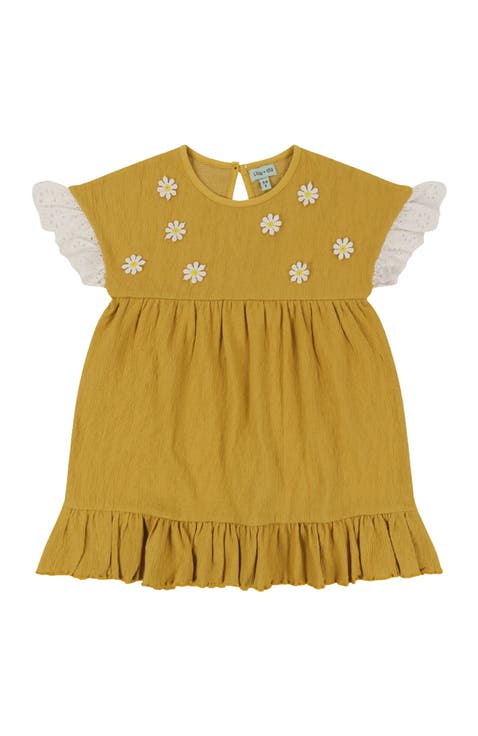 Organic Cotton Floral Applique Dress (Toddler, Little Kid)