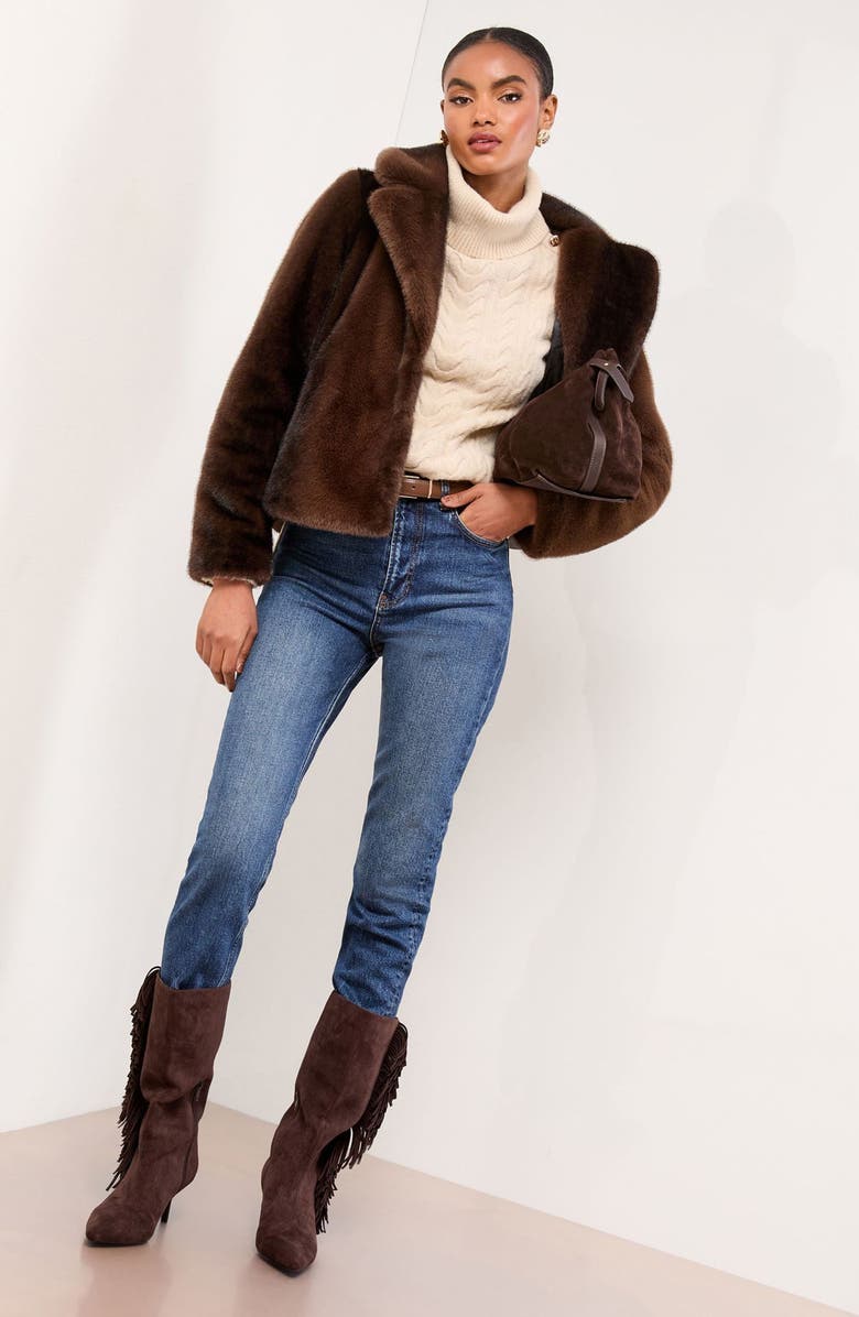 Lipsy Cable Knit Turtleneck Sweater, Alternate, color, Neutral