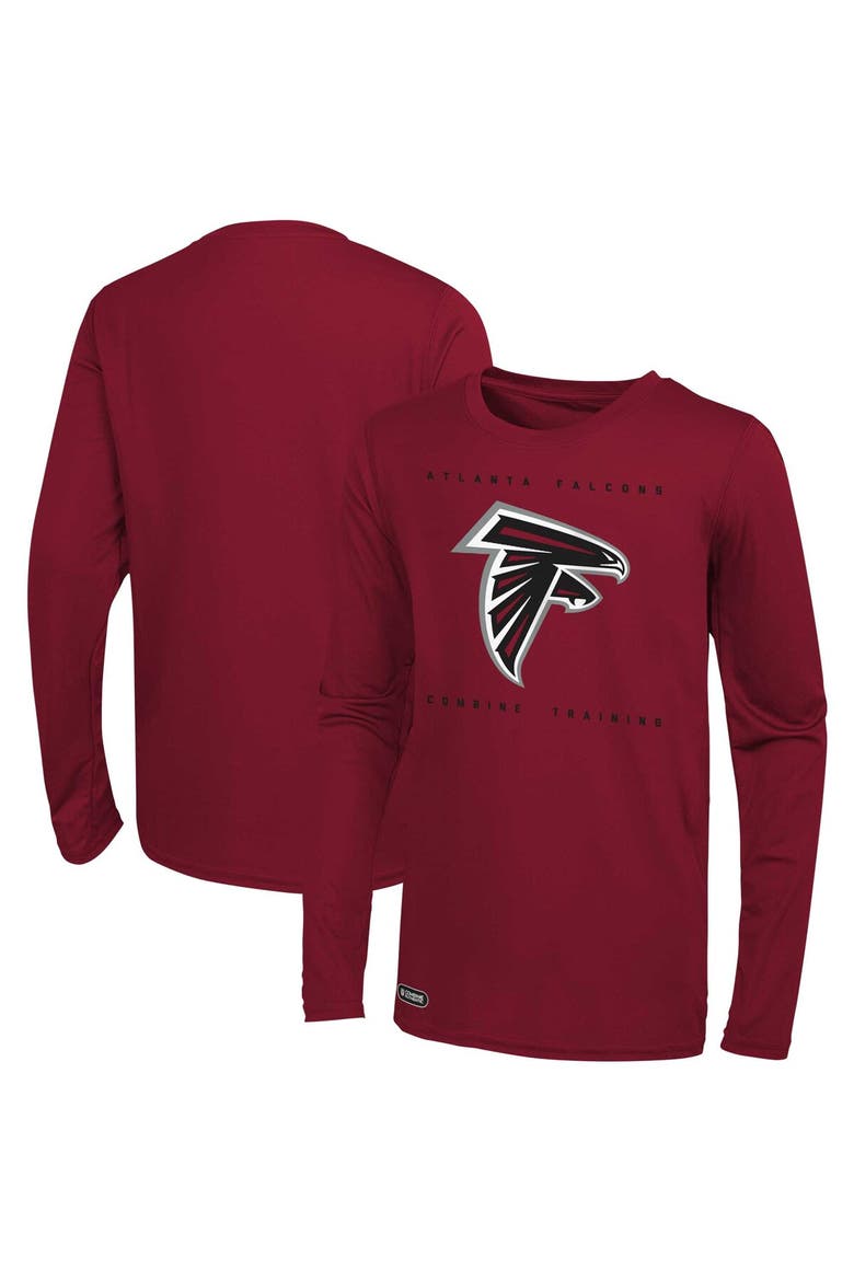 Men's Red Atlanta Falcons Side Drill Long Sleeve T-Shirt, Main, color, Red
