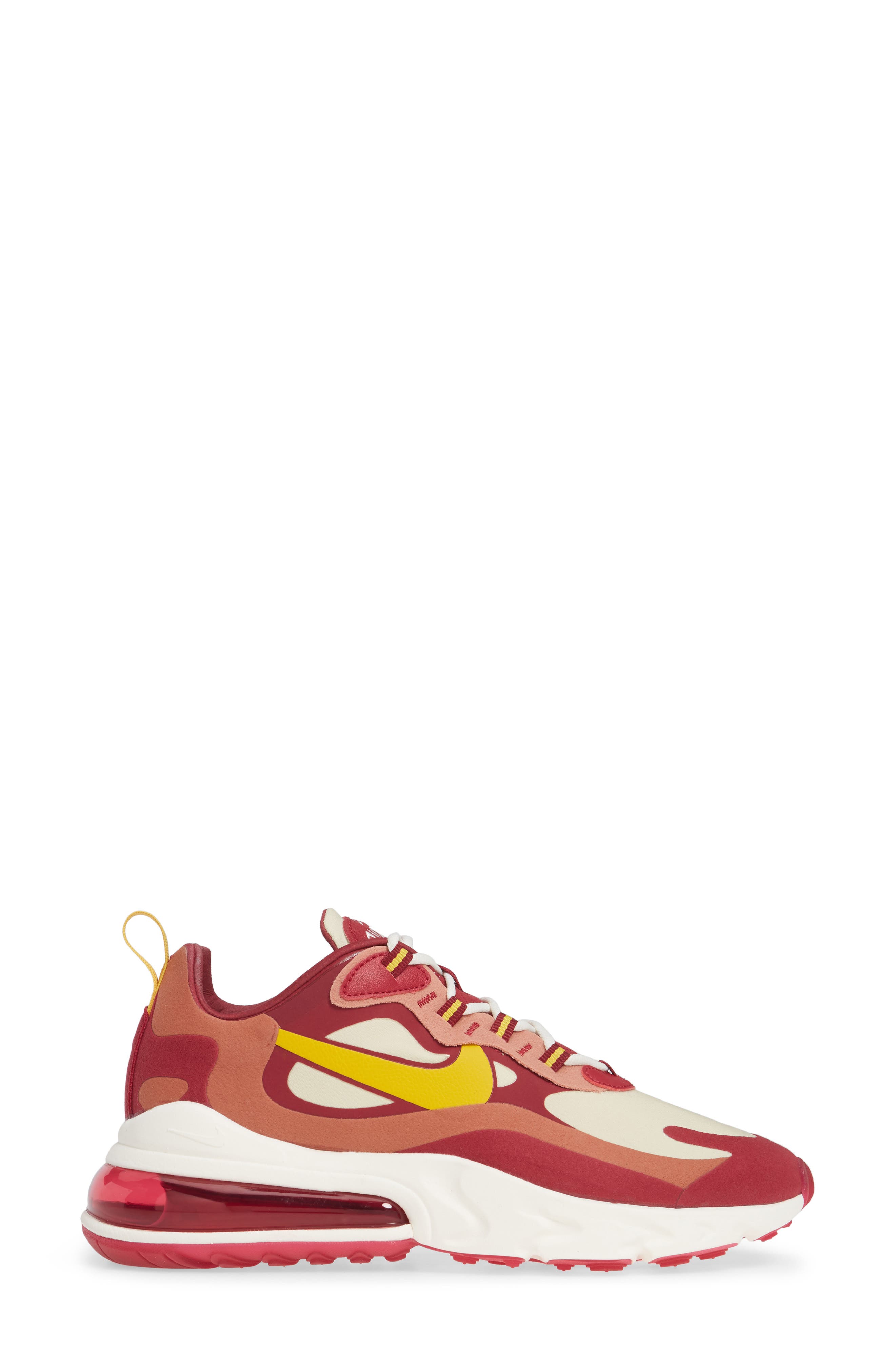 Air Max 270 React Sneaker, Alternate, color, NOBLE RED/ DARK -GOLD