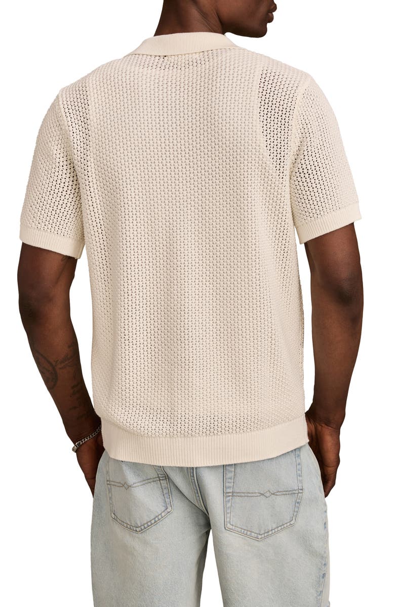 Lucky Brand Pointelle Cotton Johnny Collar Polo Sweater, Alternate, color, Tofu