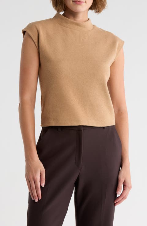 Mock Neck Cap Sleeve Sweater