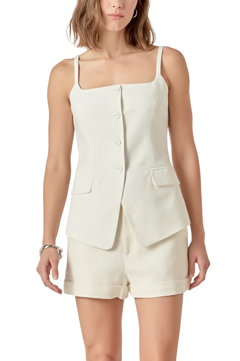 Cutaway Hem Vest, Main, color, WHITE