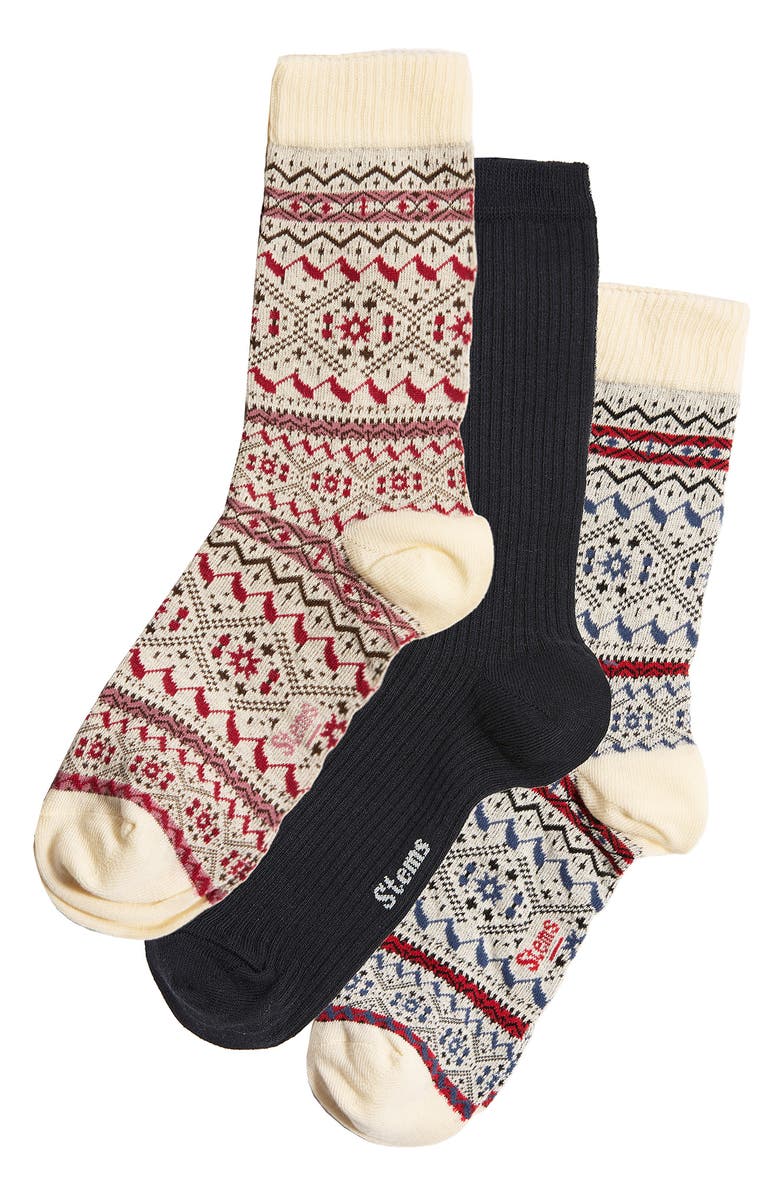Stems Assorted 3-Pack Snowflake Crew Socks Gift Box, Main, color, 