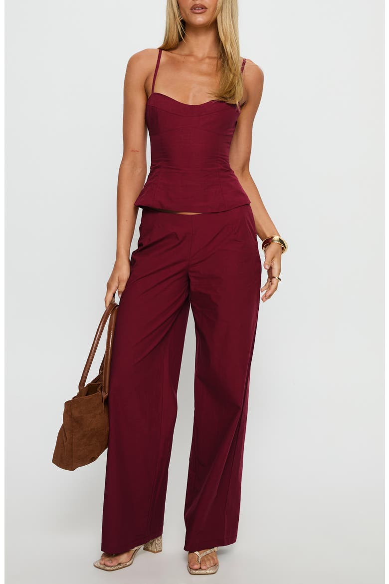 Kierstyn Cotton Camisole & Pants Set, Main, color, CURRANT