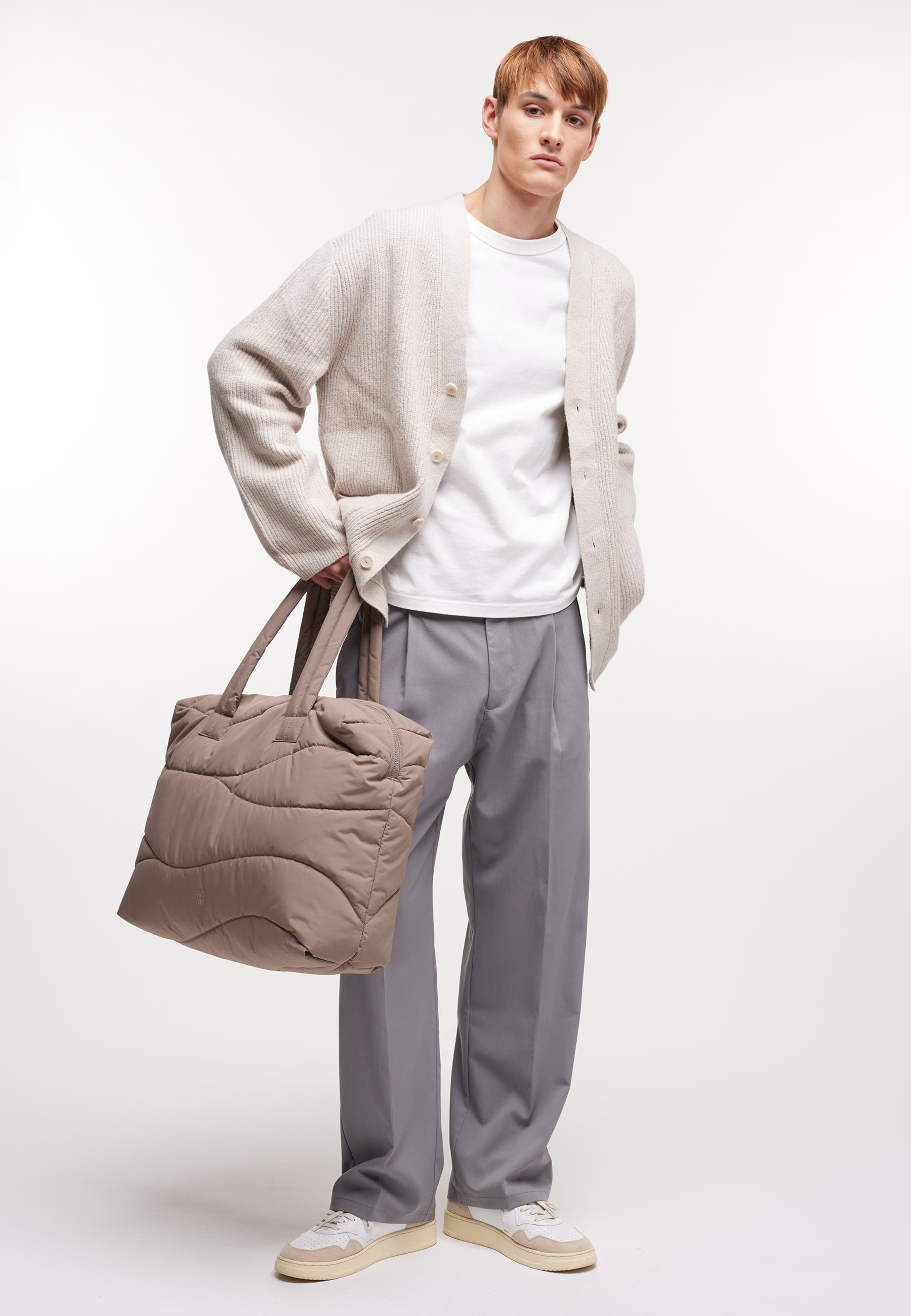 Wavy Puffer Recycled Nylon Everyday Laptop Bag, Alternate, color, oyster