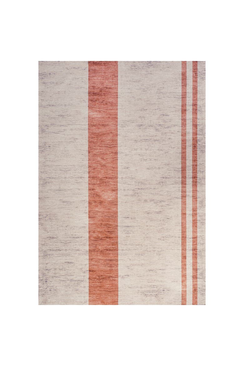 Raita Modern Distressed Stripe Machine-Washable Area Rug, Alternate, color, Ivory/Peach