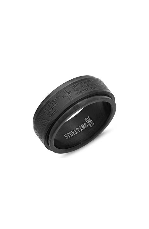 Men's Lord's Prayer Stainless Steel Spinner Ring