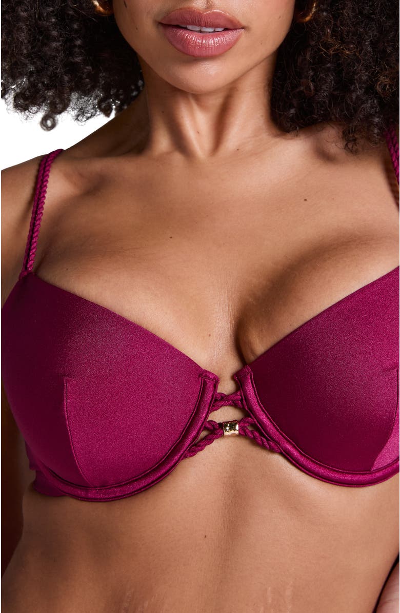 Hunkemöller Marrakech Padded Underwired Bikini Top, Alternate, color, Beaujolais