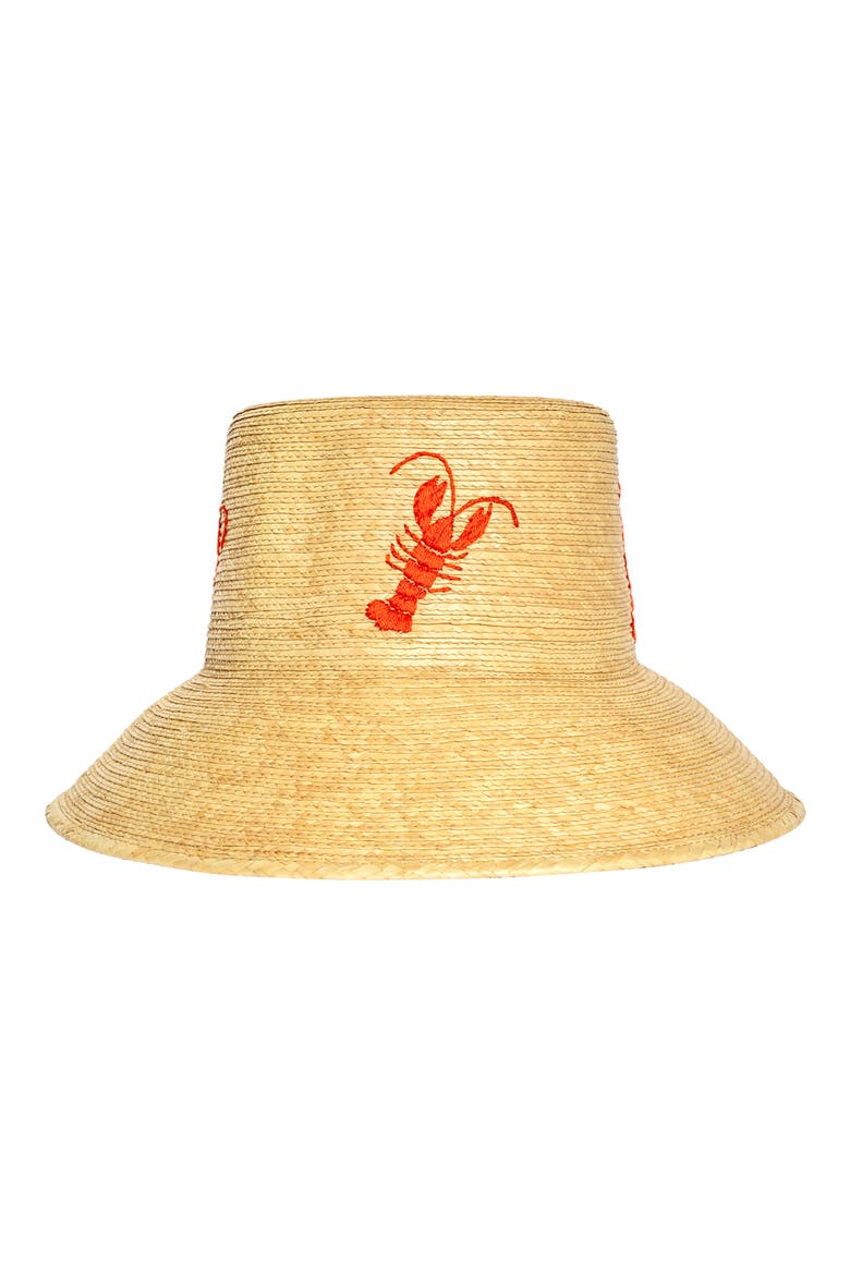 Lobster Embroidered UPF 50+ Bucket Hat, Main, color, RED