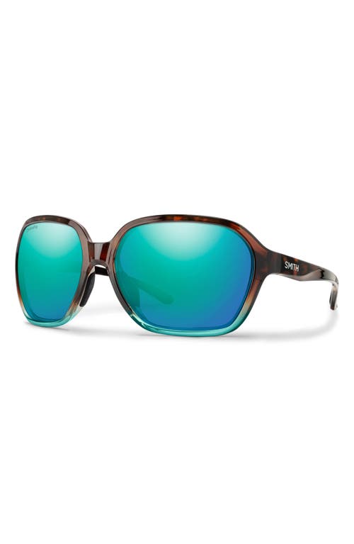 Smith Whitney 61mm Chromapop™ Polarized Wraparound Square Sunglasses In Opal Fade/opal Mirror