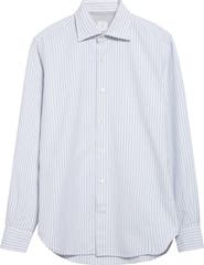 Eleventy Stripe Brushed Oxford Button-Up Shirt