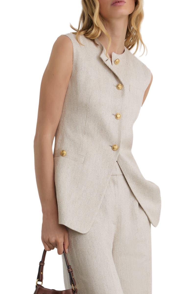 Reiss Nolah Linen Blend Vest, Main, color, Neutral