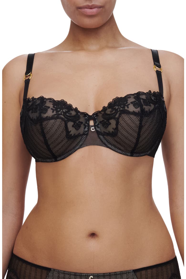 Cabaret Sauvage Underwire Unlined Demi Bra, Main, color, BLACK-11