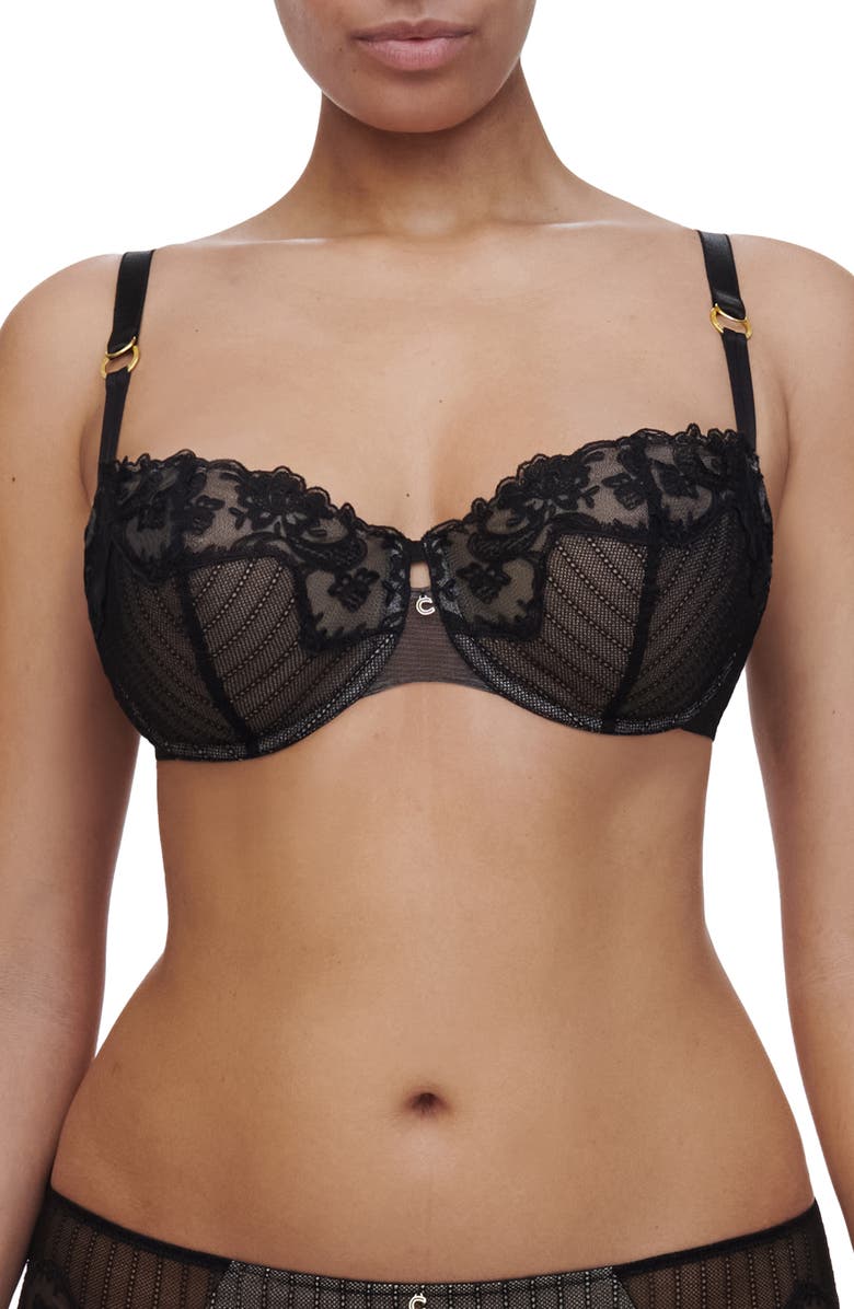 Chantelle Lingerie Cabaret Sauvage Underwire Unlined Demi Bra, Main, color, Black-11