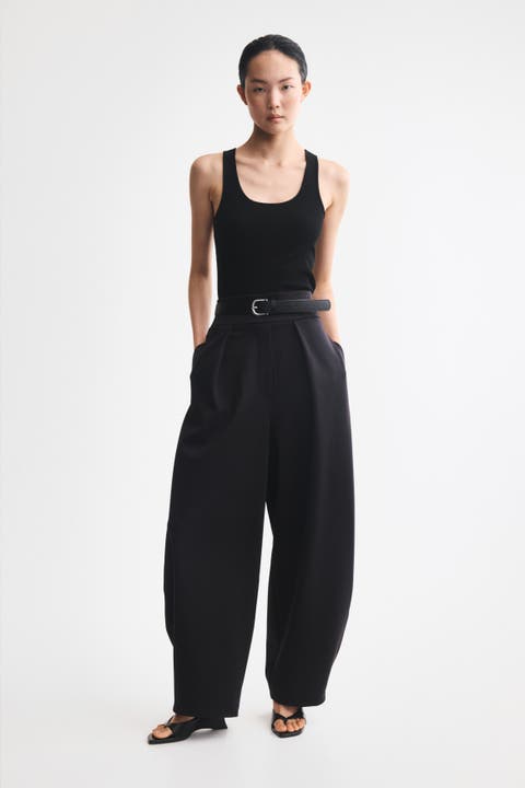 Pleated Barrel-leg Pants