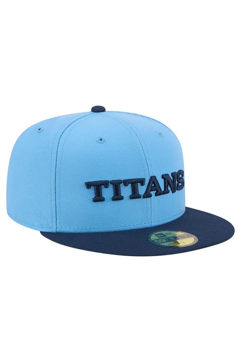 Men's New Era  Light Blue/Navy Tennessee Titans Wordmark 59FIFTY Fitted Hat, Alternate, color, Light Blue