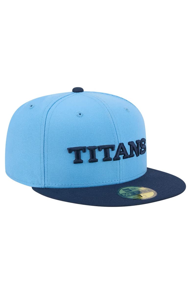 New Era Men's New Era  Light Blue/Navy Tennessee Titans Wordmark 59FIFTY Fitted Hat, Alternate, color, Light Blue