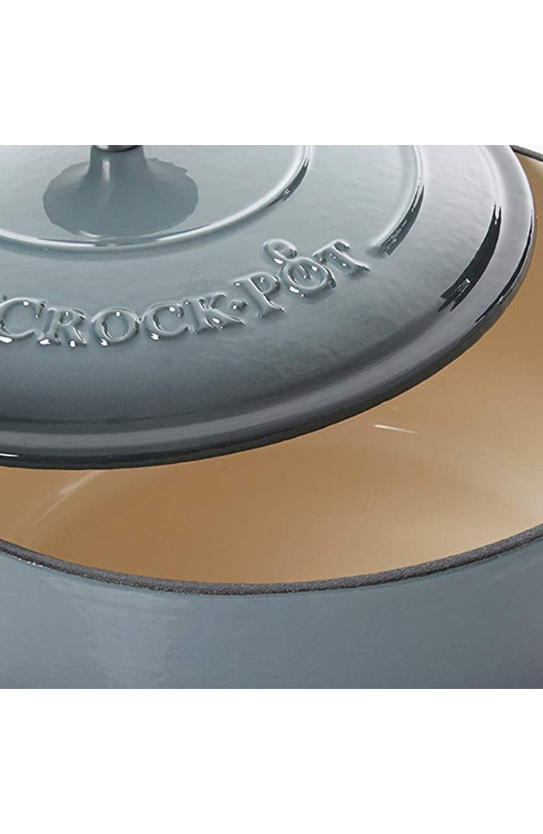 Crock-pot 5 Quart Round Enameled Cast Iron Dutch Oven, Alternate, color, Grey